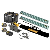 Dewalt DCS520T2 54V XR FLEXVOLT Cordless Plunge Saw - 2 x Batteries, Charger, 2 x 1.5m Rails, Pair of Clamps, Connector + Rail Bag  &pound;779.95